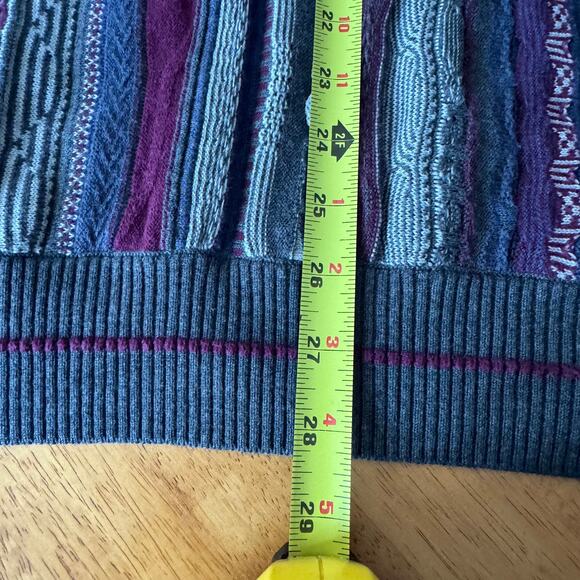 Vintage Norm Thompson Striped Grandpa Sweater Mens Size Large Purple Textured - Picture 11 of 12